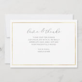 elegant wit script zwarte bruiloft bedankt kaart (Achterkant)