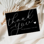 elegant wit script zwarte bruiloft bedankt kaart<br><div class="desc">Een moderne bruiloft bedankt je kaart met een prachtig wit script op zwarte kleur. Voeg een persoonlijk dankwoord toe aan uw gasten.</div>