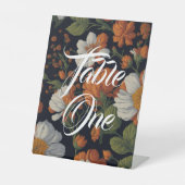 Elegant wit sinaasappel bloeit reclamebord met voetstuk (Voorkant)