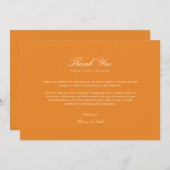 Elegant Wit & Sinaasappel Dankjewel Kaart (Voorkant / Achterkant)