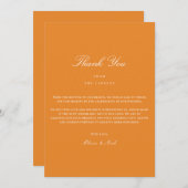 Elegant Wit & Sinaasappel Dankjewel Kaart (Voorkant / Achterkant)