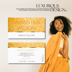 Elegant Wit Sinaasappel Glitter Spark Stars Fancy Visitekaartje