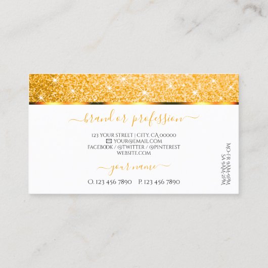 Elegant Wit Sinaasappel Glitter Spark Stars Fancy Visitekaartje (Achterkant)