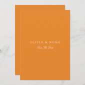 Elegant wit & Sinaasappel Save the Date Kaart (Voorkant / Achterkant)
