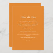 Elegant wit & Sinaasappel Save the Date Kaart (Voorkant / Achterkant)