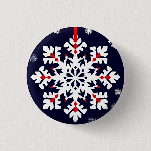 Elegant wit sneeuwvlok Ornament Ronde Button 3,2 Cm (Voorkant)