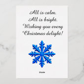 Elegant wit sneeuwvlokontwerp folie feestdagenkaart (Achterkant)