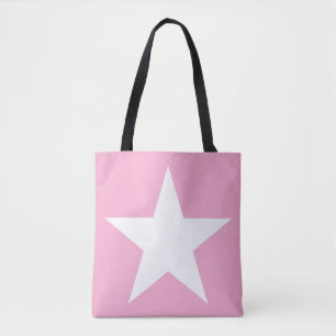 Elegant wit ster ontwerp modern schattig roze tote bag