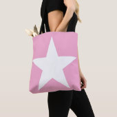 Elegant wit ster ontwerp modern schattig roze tote bag (Dichtbij)