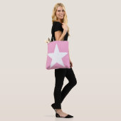 Elegant wit ster ontwerp modern schattig roze tote bag (Op model)