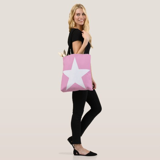 Elegant wit ster ontwerp modern schattig roze tote bag (Op model)