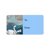 Elegant Wit Swan Baby Gift Label (Voorkant)