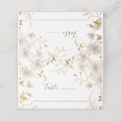 Elegant Wit Tan Bloem Ontwerp Bruiloft Plaatskaartje (Buitenkant ongevouwen)