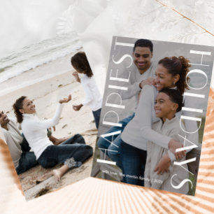 Elegant wit twee foto stijlvol gelukkigst feestdagenkaart