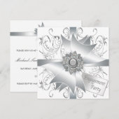 Elegant wit verlovingsfeest kaart (Voorkant / Achterkant)