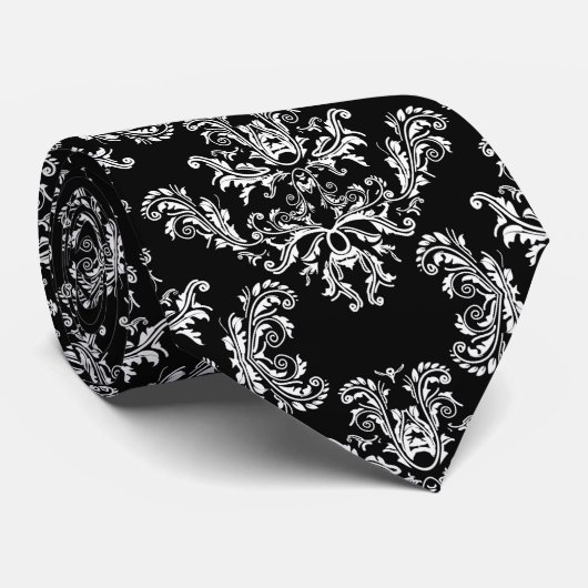 Elegant  wit vocht op zwart stropdas (Opgerold)