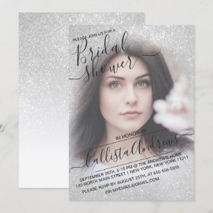 Elegant wit vonken glitter foto Vrijgezellenfeest Kaart