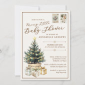 Elegant wit vrolijk klein kerst Baby shower Kaart (Voorkant)