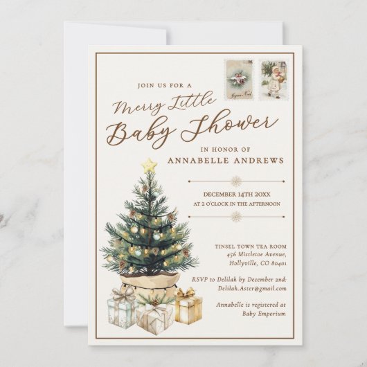 Elegant wit vrolijk klein kerst Baby shower Kaart (Voorkant)