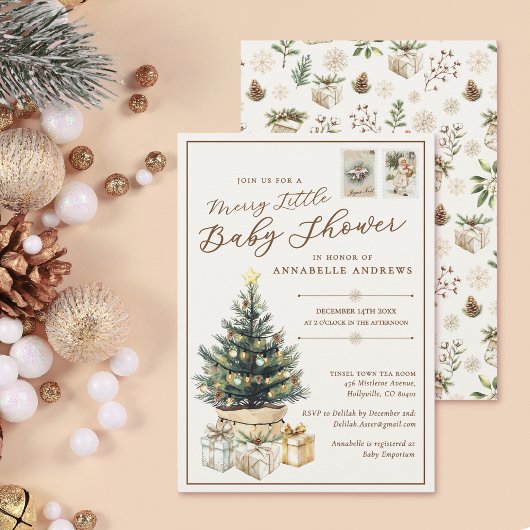 Elegant wit vrolijk klein kerst Baby shower Kaart