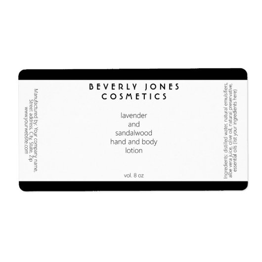 Elegant Wit W Black Border Cosmetics Label (Voorkant)