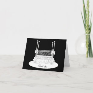 Elegant wit Wieg Baby shower Dank u kaarten