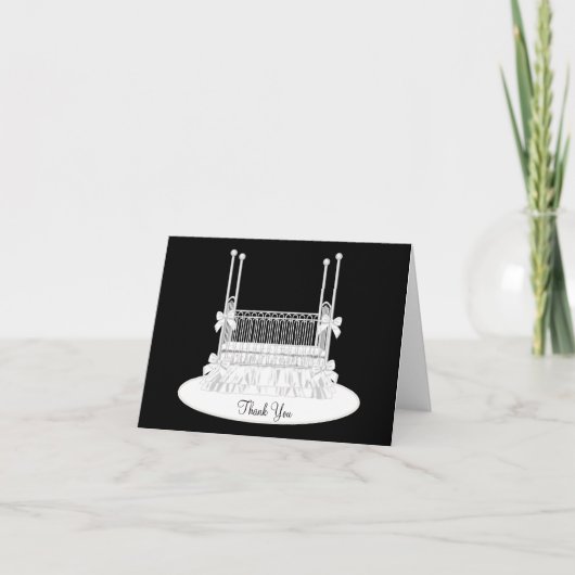 Elegant wit Wieg Baby shower Dank u kaarten (Voorkant)