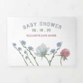 Elegant wit, Wildflower Baby shower Suite Drieluik Uitnodiging (Cover)