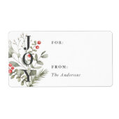 Elegant Wit Winter Waterverf Botanische Gift Label (Voorkant)