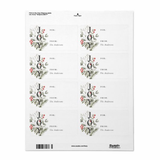 Elegant Wit Winter Waterverf Botanische Gift Label (Full Sheet)