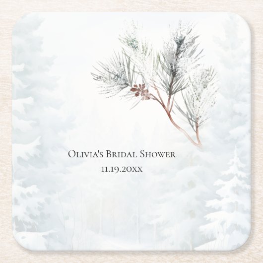 Elegant wit winterden Vrijgezellenfeest Kartonnen Onderzetters (Voorkant)