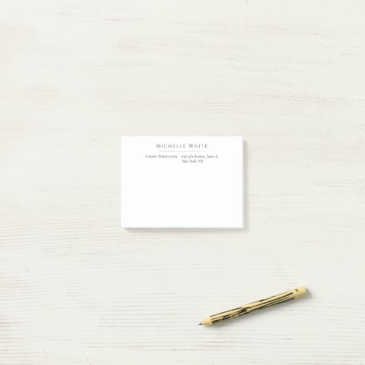 Elegant Wit Witte Professioneel Modern Post-it® Notes (Op bureau)
