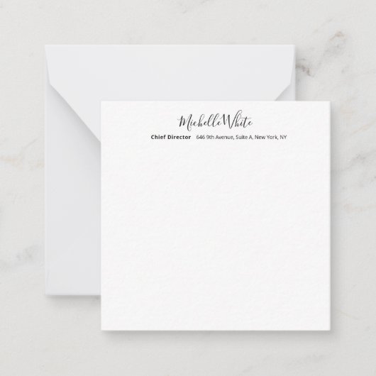 Elegant Wit Witte Professionele Modern Notitiekaartje (Voorkant)