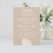 Elegant Wit Zee Koraal Oceaan Bruiloft Informatiekaartje (Staand voorkant)