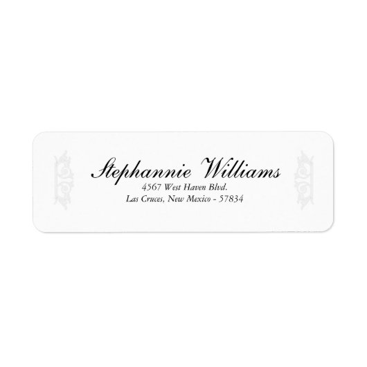 Elegant wit/zilver bruiloft retour adres label (Voorkant)