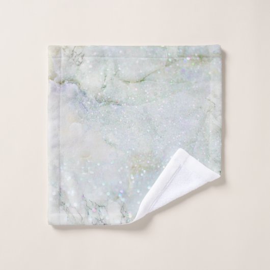 Elegant wit zilver glitter iriserend marmer bad handdoek (Wasdoekje)