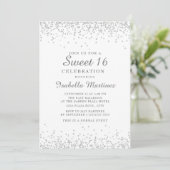 Elegant Wit Zilver Glitter Sweet 16 Kaart (Staand voorkant)