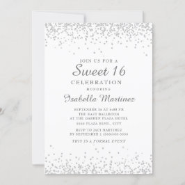 Elegant Wit Zilver Glitter Sweet 16 Kaart