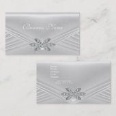 Elegant wit zilveren diamant Afbeelding Visitekaartje (Voorkant / Achterkant)