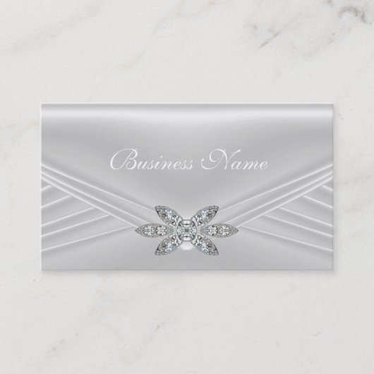 Elegant wit zilveren diamant Afbeelding Visitekaartje (Voorkant)