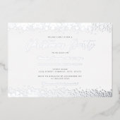 Elegant Wit Zilveren Sneeuwvlok Kerstfeest Folie Uitnodiging (Voorkant)