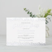 Elegant Wit Zilveren Sneeuwvlok Kerstfeest Folie Uitnodiging (Staand Voorkant)