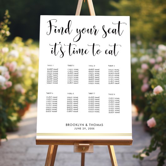 Elegant wit zitschema zijn tijd om te eten poster