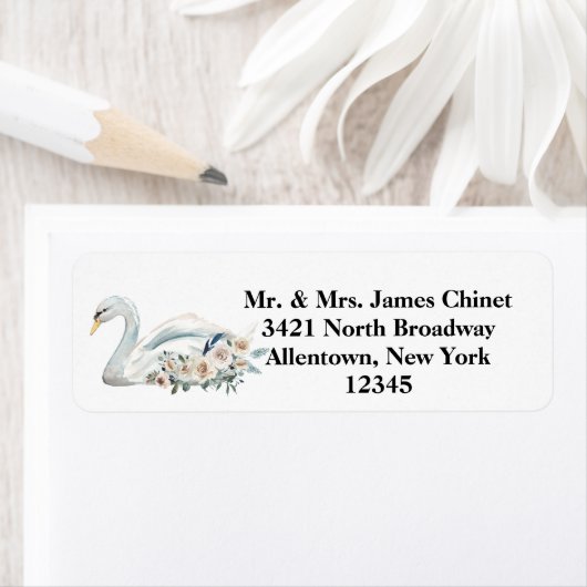 Elegant wit zwaan adres etiket (Insitu)