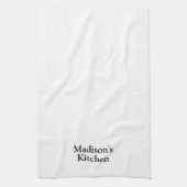 Elegant wit zwart aangepaste naam tekst monogram theedoek (Verticaal)