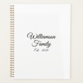 Elegant wit zwart aangepaste script familienaam da planner (Voorkant)