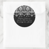 Elegant wit & zwart Damask Adreslabel Sticker (Tas)