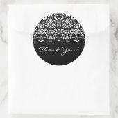 Elegant Wit & Zwart Damask Dank u Sticker (Tas)
