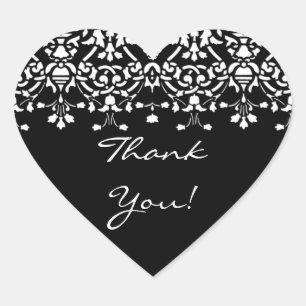 Elegant Wit & Zwart Damask Dank u Sticker