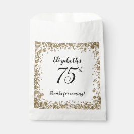 Elegant Wit Zwart en Goud 75ste Verjaardag Bedankzakje